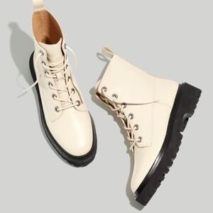 NIB Madewell Rayna Lace-Up Boot in Leather
